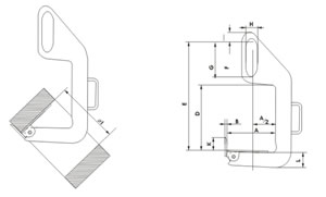 UCHWYT DO PODNOSZENIA KRĘGÓW TYP UCHŁ - WYMIAR