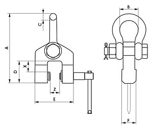 UCHWYT ŚRUBOWY TYP US - WYMIAROWANIE